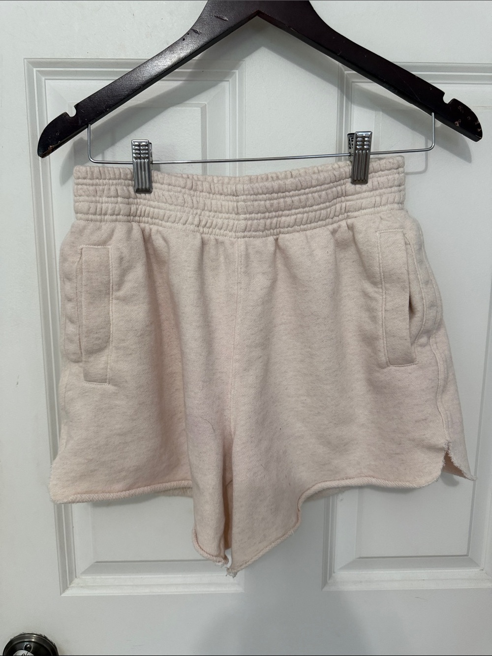aerie always and forever Real Fleece Sweatshorts size small cream elastic waist
